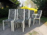 Set of Karl Springer style Dining Chairs in Donghia Fabric / COM