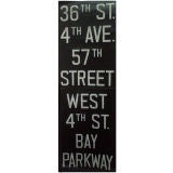 Vintage New York Subway Sign 36st ST to BAY PARKWAY