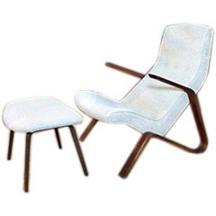 Vintage Grasshopper Chair and Ottoman by Eero Saarinen