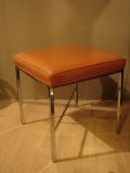 1970s Chrome Stool with Leather Top