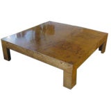 Parsons style Square Burl Wood Coffee Table by Milo Baughman