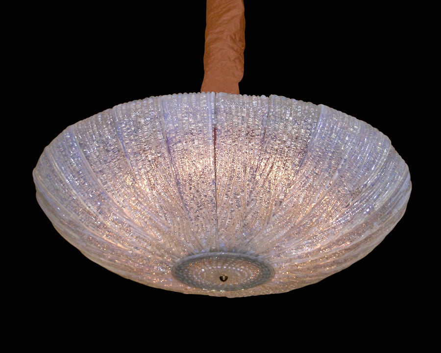 ITALIAN  OPALESCENT 'RUGIADOSA' GLASS CHANDELIER attr. to Venini