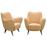 PAIR OF ITALIAN 1950'S UPHOLSTERED ARMCHAIRS by Gio Ponti