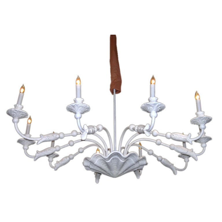 AMERICAN ART DECO WHITE PLASTER CHANDELIER style of Giacometti For Sale