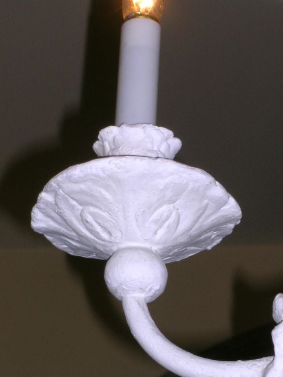 American AMERICAN ART DECO WHITE PLASTER CHANDELIER style of Giacometti For Sale