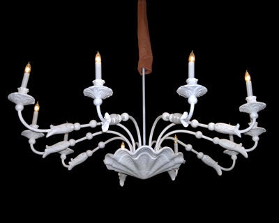 AMERICAN ART DECO WHITE PLASTER CHANDELIER style of Giacometti