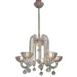 ITALIAN 1970'S CLEAR AND 'RUGIADOSA' GLASS CHANDELIER