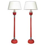 PAIR OF JAPANESE LACQUERED WOODEN FLOOR LAMPS