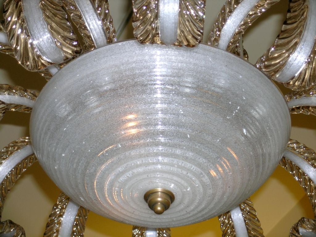 Mid-20th Century ITALIAN 1940'S 'PULEGOSO' CLEAR GLASS AND AMBER GLASS CHANDELIER
