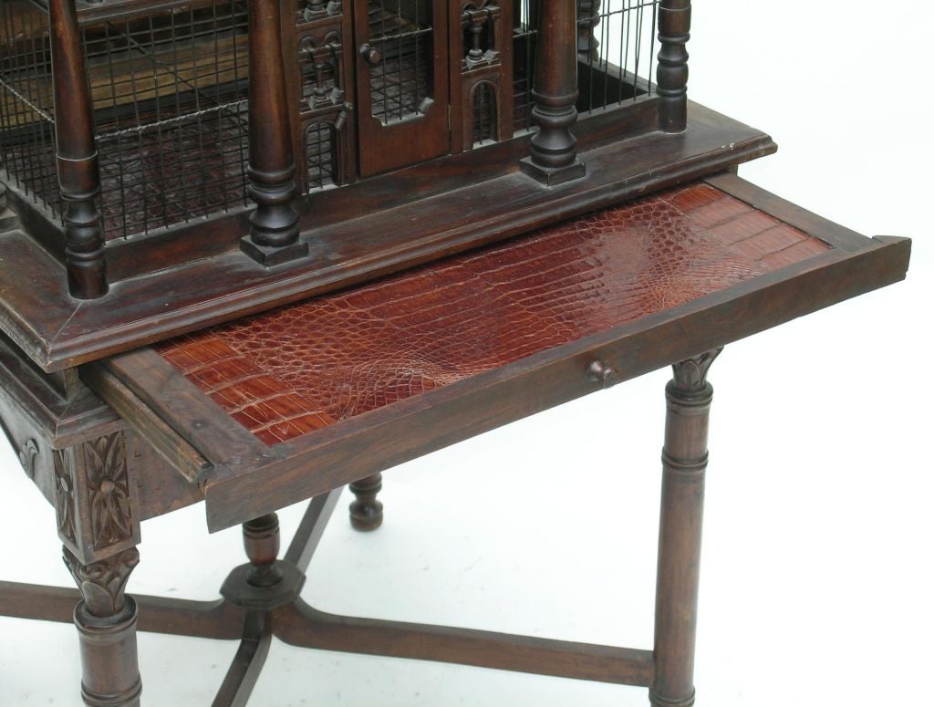 AN ENGLISH COLONIAL MAHOGANY BIRDCAGE ON STAND 2