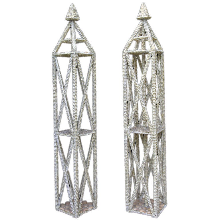 PAIR OF ITALIAN LARGE SEASHELL OBELISKS by Guido Manerba For Sale