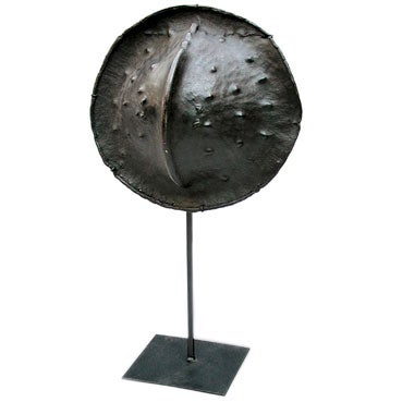 AFRICAN HIPPOPOTAMUS-SKIN CIRCULAR SHIELD