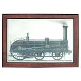 Antique FRENCH HAND-COLORED DRAWING OF A LOCOMOTIVE by Joseph Normand