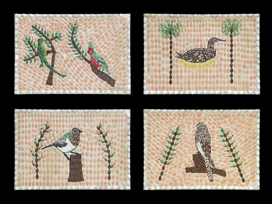 SET OF FOUR ITALIAN 1970'S APPLIED SHELL PANELS by Guido Manerba