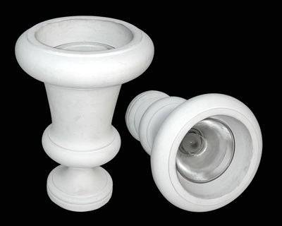 PAIR OF FRENCH ART DECO WHITE PLASTER URN UPLIGHTS