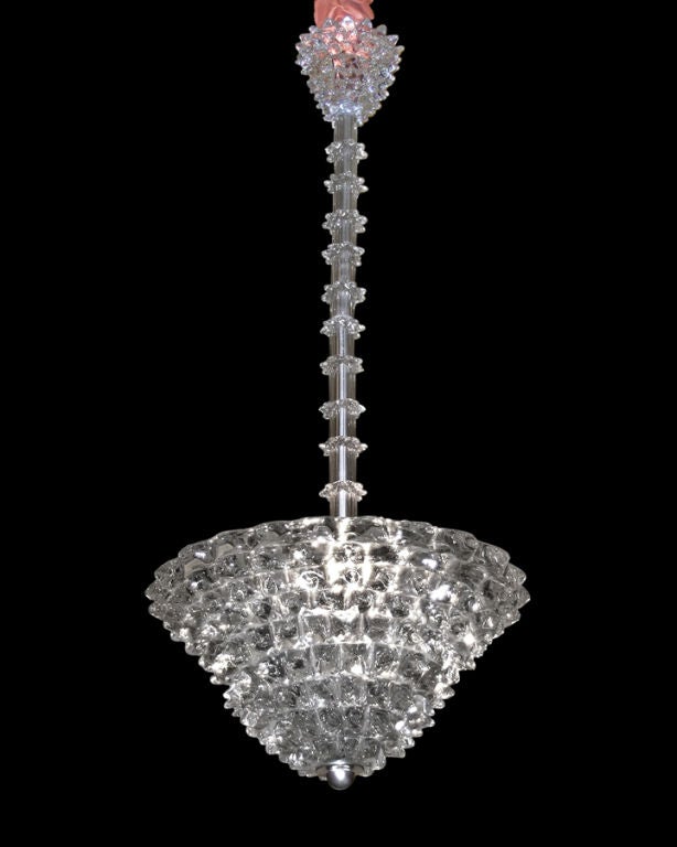 ITALIAN 1940'S 'ROSTRATO' GLASS CHANDELIER  style of Barovier