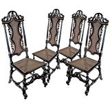 FOUR SWEDISH BAROQUE HIGH-BACKED SIDE CHAIRS