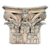 ITALIAN NEO-CLASSICAL CARVED PINE CORINTHIAN PILASTER CAPITAL