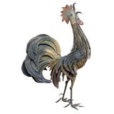 Antique ITALIAN POLYCHROME PAINTED METAL ROOSTER