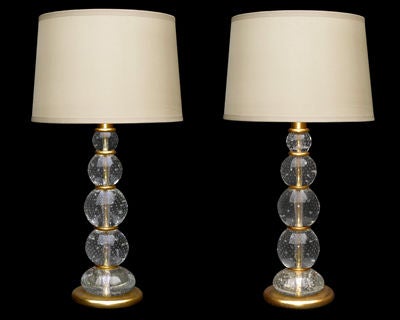 PAIR OF ITALIAN 1940'S GLASS SPHERE LAMPS