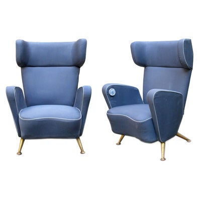 PAIR OF ITALIAN 1950
S ARM CHAIRS by G. Ponti 
G. Minoletti