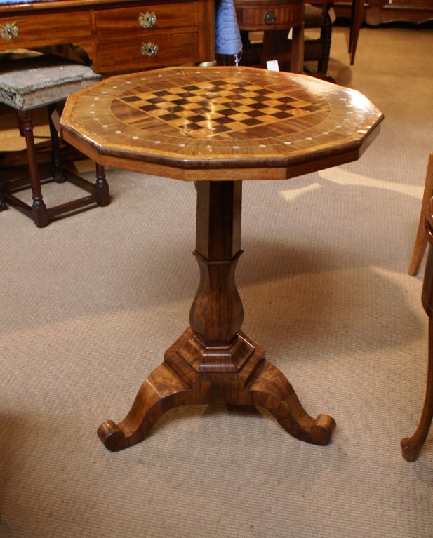Mother-of-Pearl Irish Rosewood Pedestal Game Table