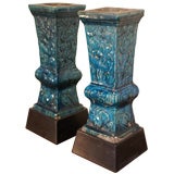 Antique Pair of Ming Dynasty Turquoise Vases