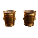 Pair of Antique Brass Wine Buckets