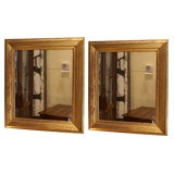 Pair of Rectangular Gilt Wood Mirrors, 19th century