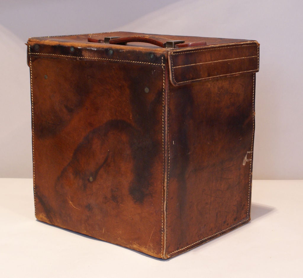 19th Century Antique Leather Hat Box