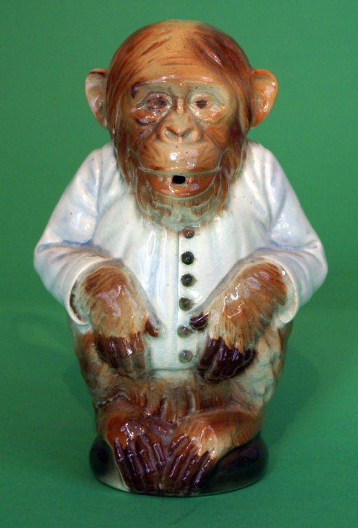 French monkey Majolica pitcher, circa 1880. (LDD1055/10).