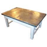 Antique French Zinc Topped White Based Coffee Table