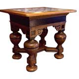 Vintage Carved Center Table with Original  Delft Tiles