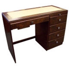 Chic Antique English Mahogany Leather-Topped Midcentury Desk 11