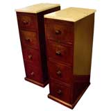 Pair of Narrow Antique Mahogany  Drawers with New Marble Tops