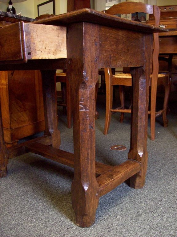Antique French Rustic Oak & Cherry Side Table
