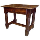 Antique French Rustic Oak & Cherry Side Table