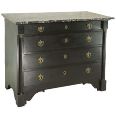 Chic Antique French Marble-Topped Black Chest Chic Antique French Marble-Topped Black Chest