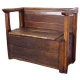 Antique French Fireside Boxseat Bench