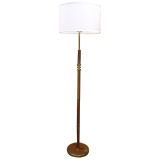 Jacques Adnet 50'S Rare Leather & Brass Floor Lamp