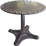 Early 20thC French Industrial Steel Round Breakfast Table