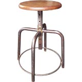 THREE  Early 20th Century French Adjustible Steel 
Wood Stools