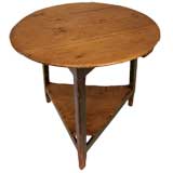 Antique Welsh Pine Cricket Table with Old Green Paint