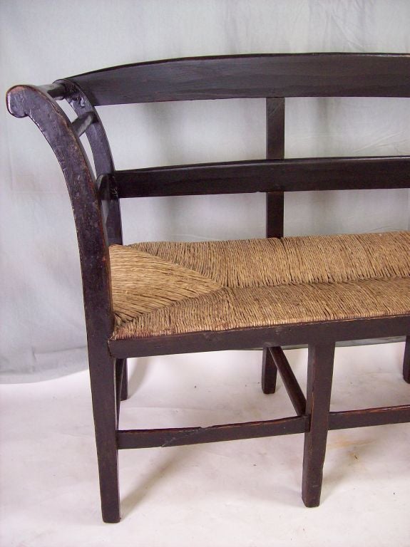 18th Century and Earlier Antique French Rush Seat Bench