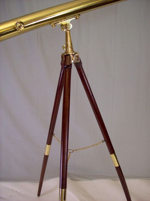 An early twentieth centruy telescope with its original mahogany tripod. Broadhurst Clarkson was the principal supplier of telescopes to the trade during the first half of the twentieth century.<br />
The maximum length of the scope is 55 inches. It