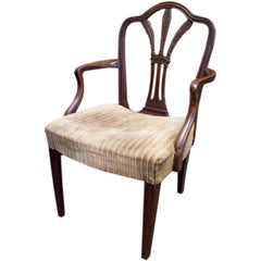 Antique Period English Georgian Mahogany Prince of Wales Feathers Armchair