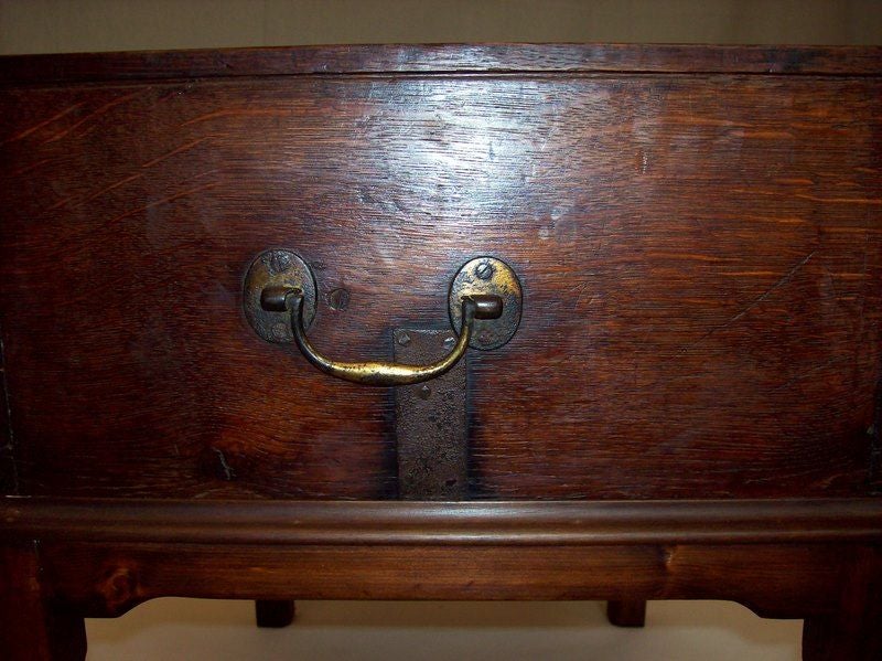 18th Century and Earlier Georgian Oak Deed Box on Stand