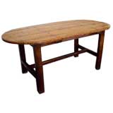 Antique French Oval Farm Table, Seats Six