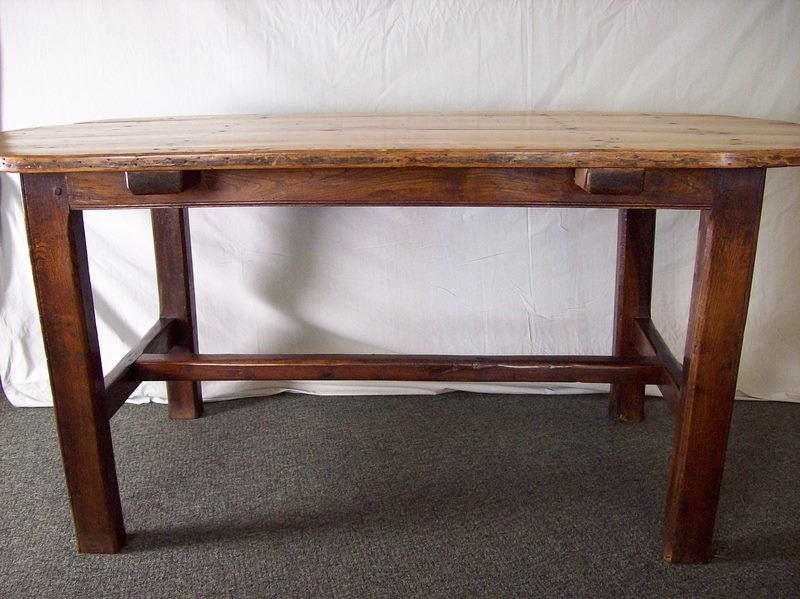 Pine Antique French Oval Farm Table, Seats Six