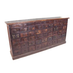 Antique Long French Bank of Drawers